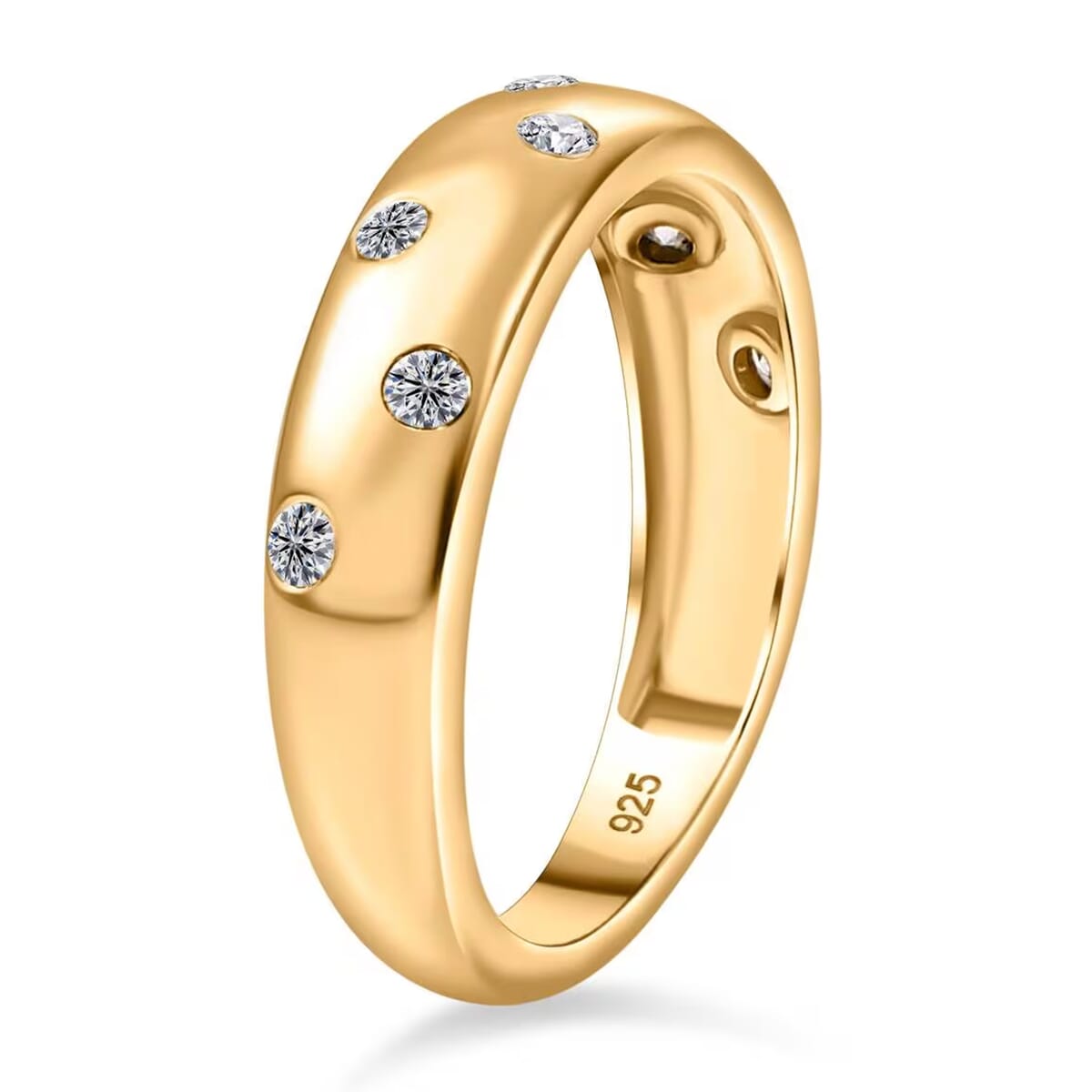 Luxuriant Lab Grown Diamond SI 0.20 ctw Band Ring in 18K Vermeil Yellow Gold Over Sterling Silver (Size 8.0) image number 9