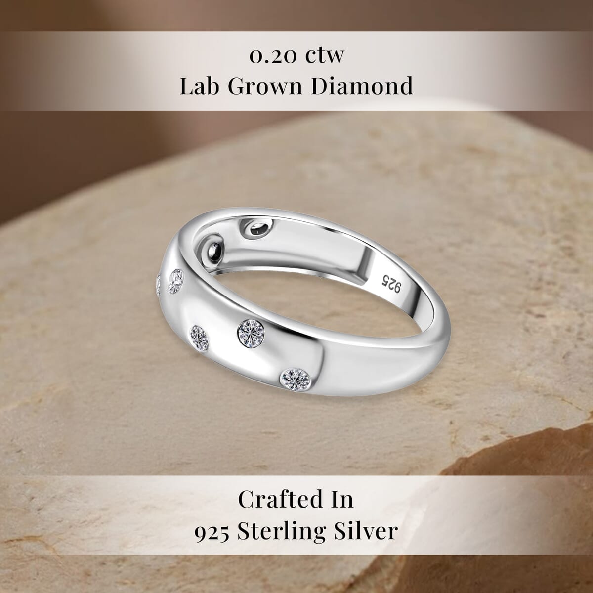Luxuriant Lab Grown Diamond SI 0.20 ctw Band Ring in Rhodium Over Sterling Silver (Size 10.0) image number 2