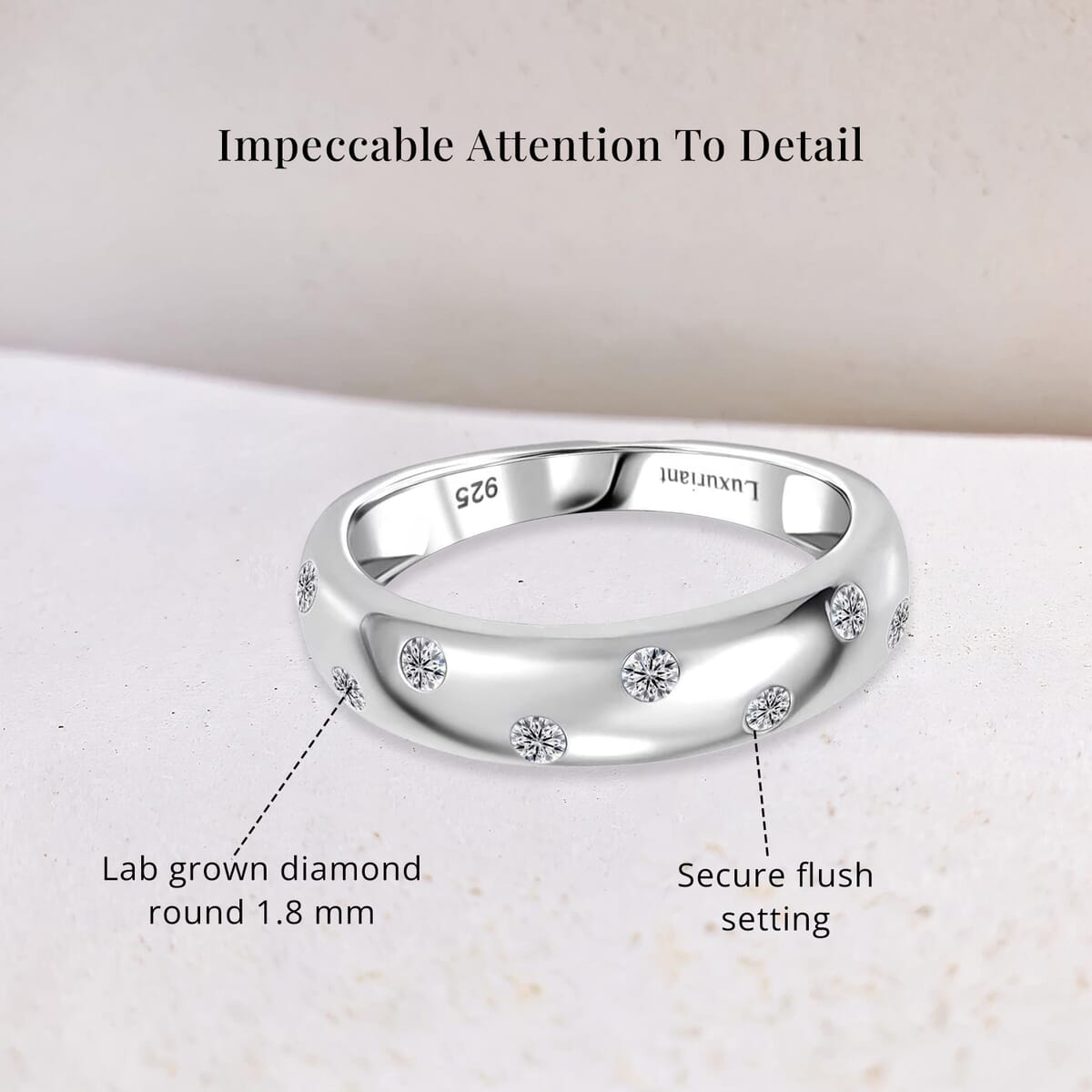 Luxuriant Lab Grown Diamond SI 0.20 ctw Band Ring in Rhodium Over Sterling Silver (Size 10.0) image number 5