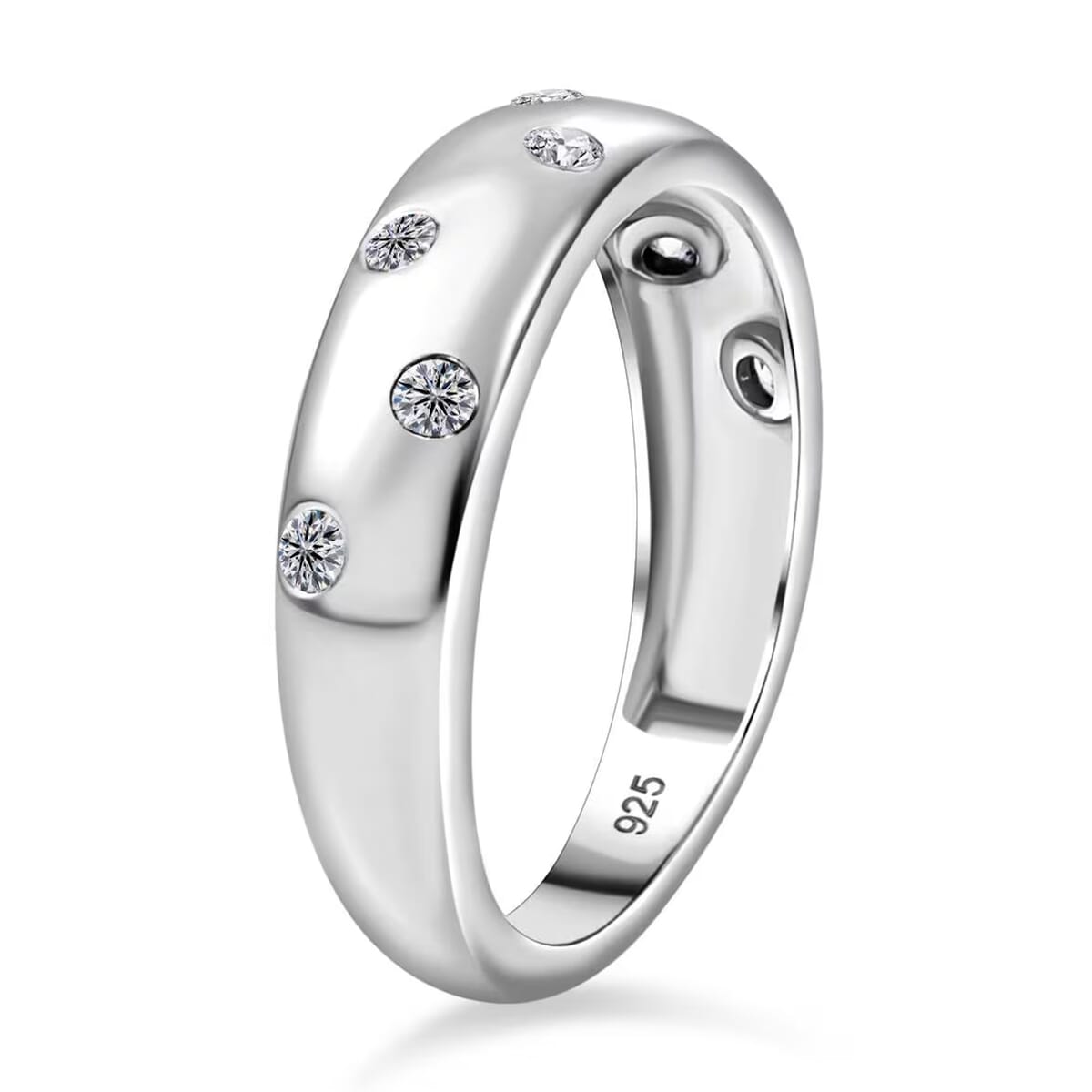 Luxuriant Lab Grown Diamond SI 0.20 ctw Band Ring in Rhodium Over Sterling Silver (Size 10.0) image number 9