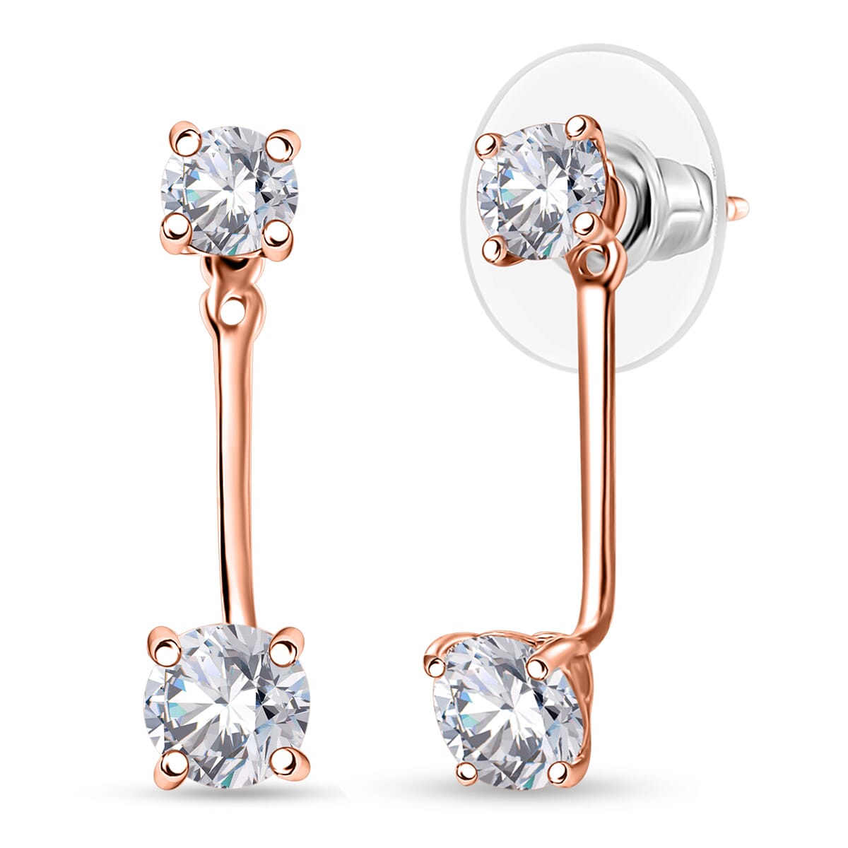 Simulated Diamond Interchangeable Earrings in 18K Rose Gold Over Sterling Silver image number 0