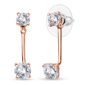 Simulated Diamond Interchangeable Earrings in 18K Rose Gold Over Sterling Silver