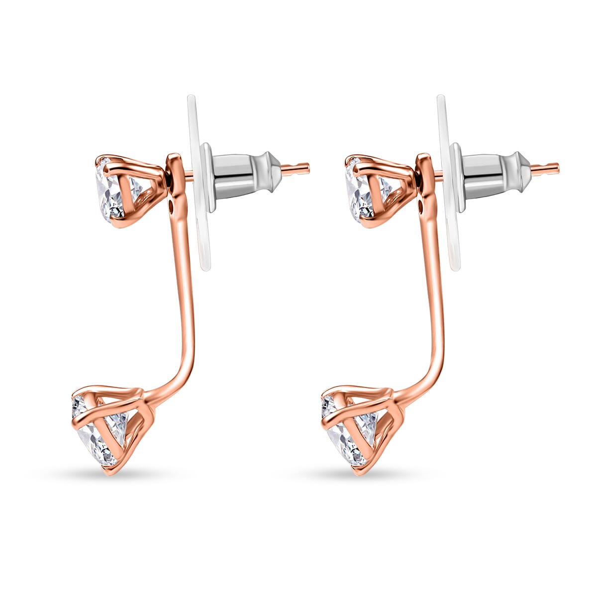 Simulated Diamond Interchangeable Earrings in 18K Rose Gold Over Sterling Silver image number 4