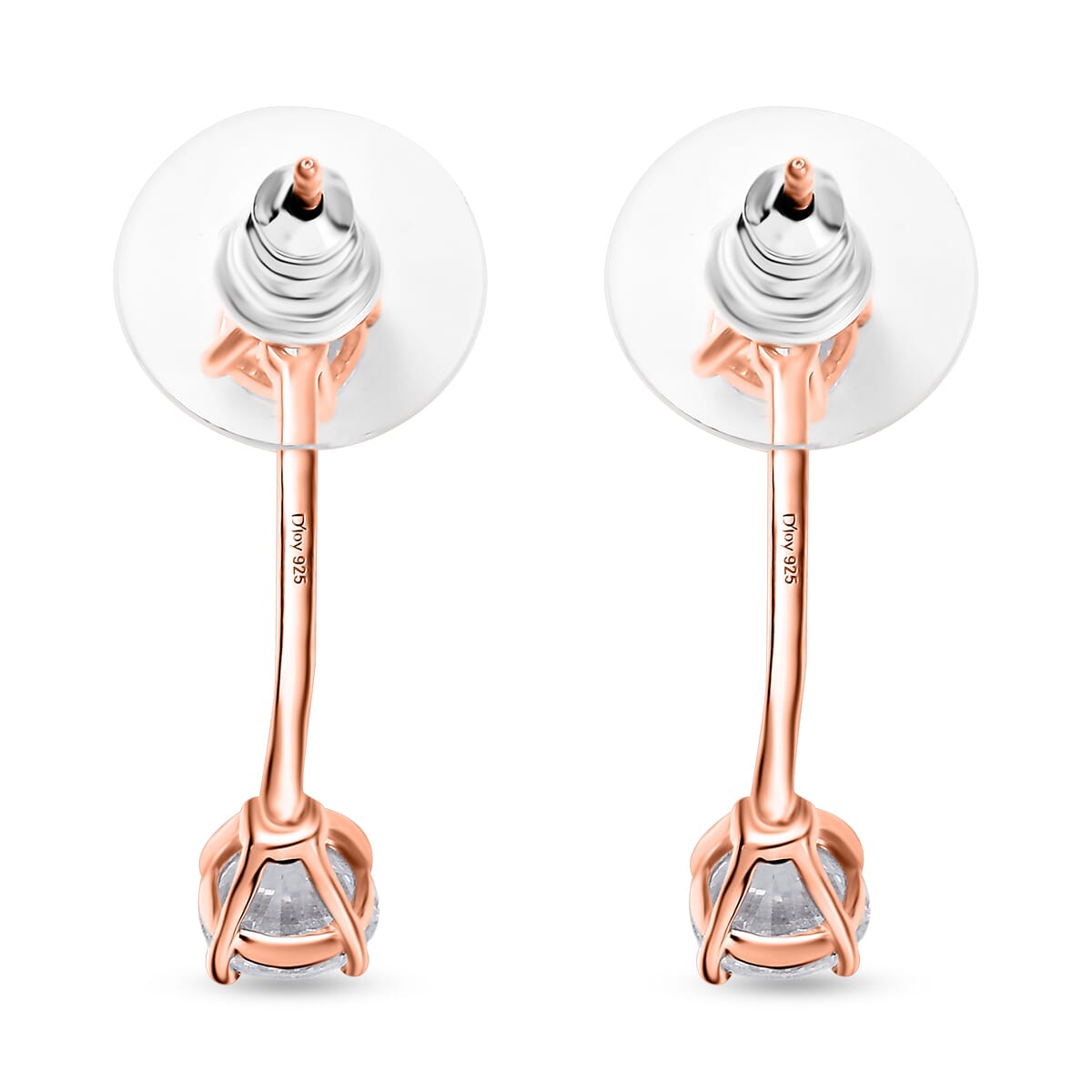 Simulated Diamond Interchangeable Earrings in 18K Rose Gold Over Sterling Silver image number 5