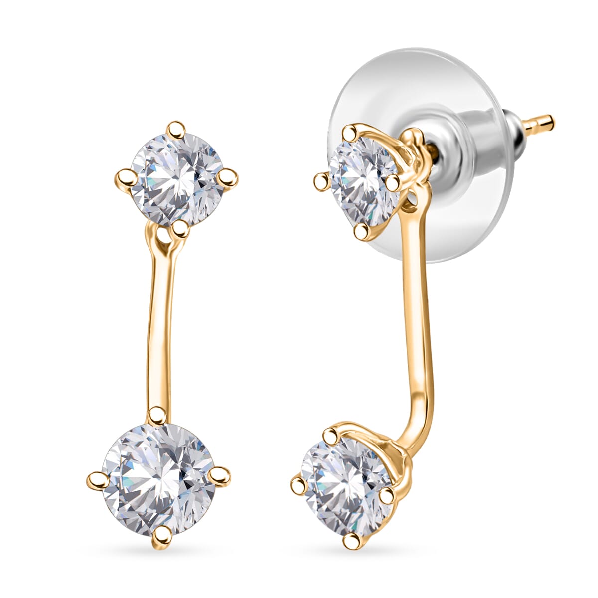 Simulated Diamond 4.75 ctw Jacket Earrings in 18K Vermeil Yellow Gold Over Sterling Silver image number 0