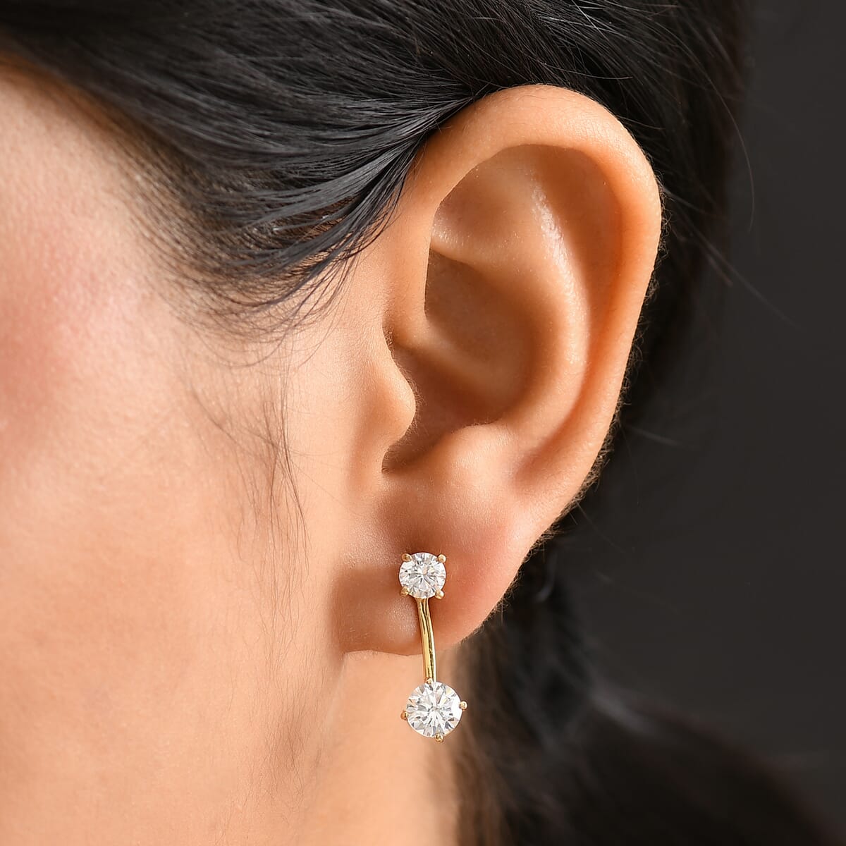 Simulated Diamond 4.75 ctw Jacket Earrings in 18K Vermeil Yellow Gold Over Sterling Silver image number 2