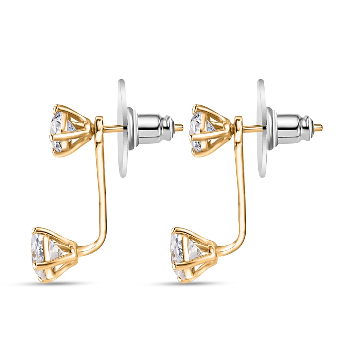 Simulated Diamond 4.75 ctw Jacket Earrings in 18K Vermeil Yellow Gold Over Sterling Silver image number 3