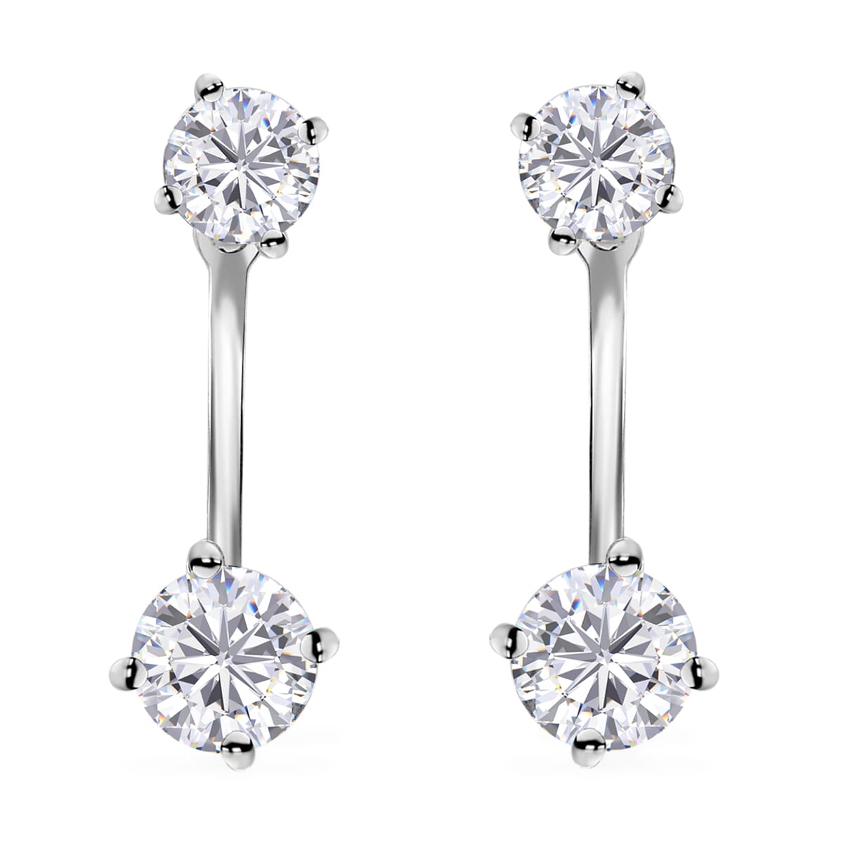 White Zirconia Solitaire Stud Earrings in Sterling Silver image number 0