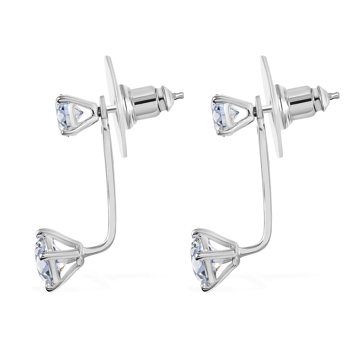 White Zirconia Solitaire Stud Earrings in Sterling Silver image number 3
