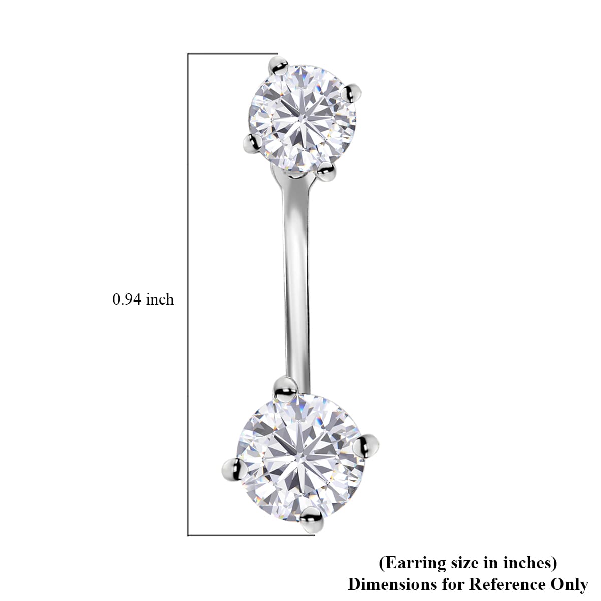 White Zirconia Solitaire Stud Earrings in Sterling Silver image number 4