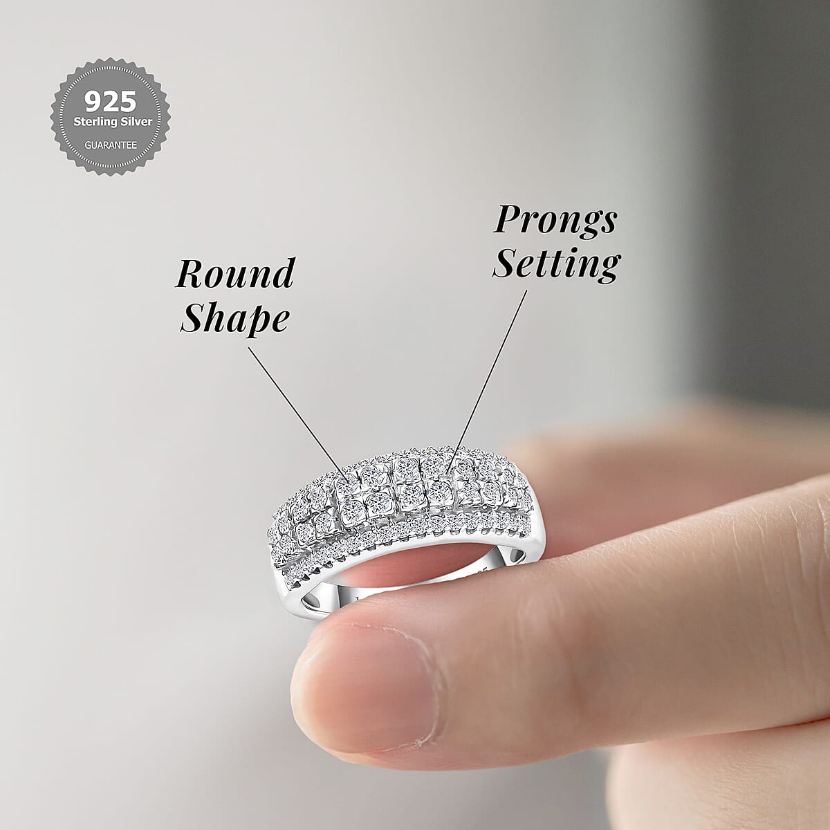 Luxuriant Lab Grown Diamond G-H SI 1.00 ctw Ring in Rhodium Over Sterling Silver (Size 9.0) image number 5