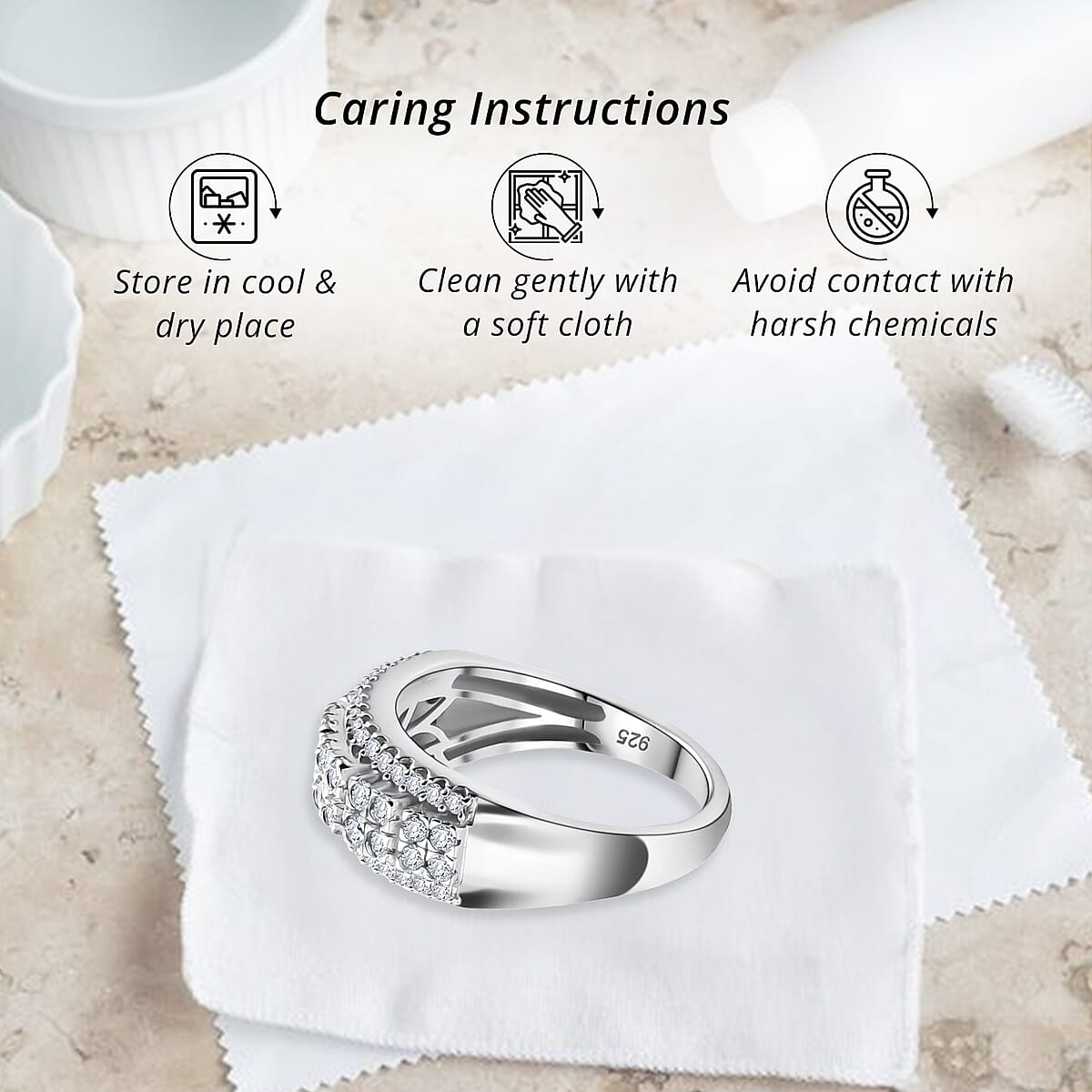 Luxuriant Lab Grown Diamond G-H SI 1.00 ctw Ring in Rhodium Over Sterling Silver (Size 9.0) image number 6