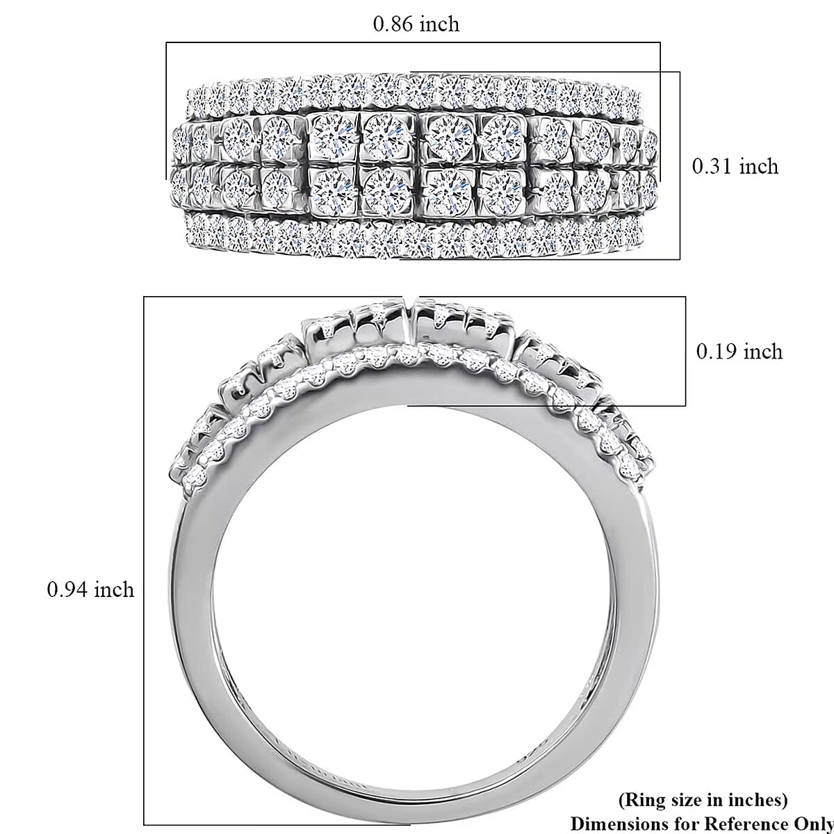 Luxuriant Lab Grown Diamond G-H SI 1.00 ctw Ring in Rhodium Over Sterling Silver (Size 9.0) image number 7