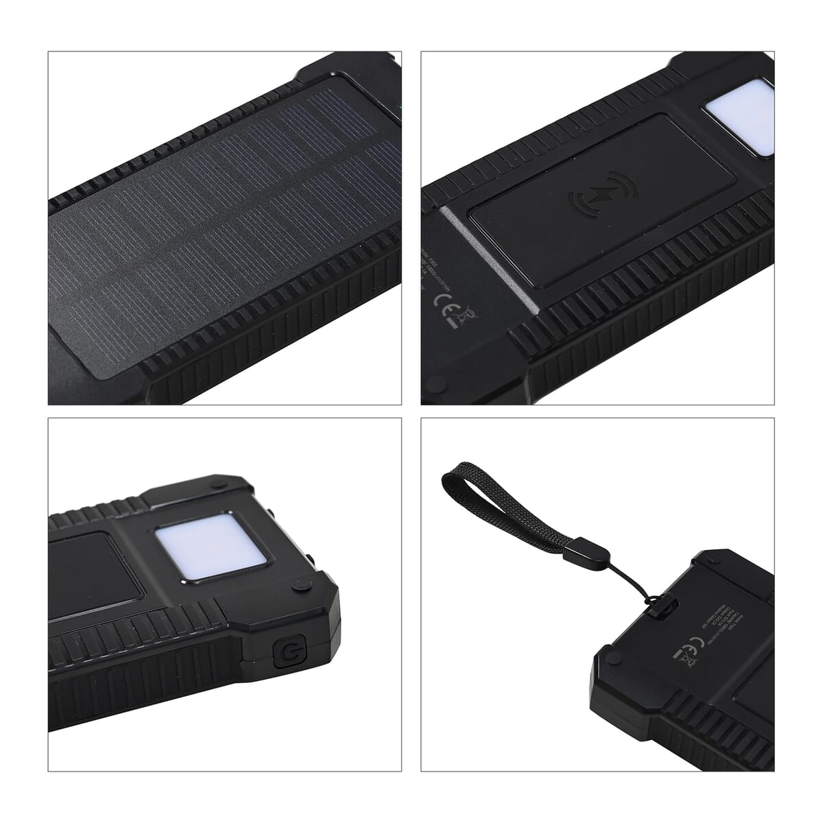 Homesmart Black Solar 10000 mAh Battery Charger with Wireless Charging & Emergency LED Torch image number 3