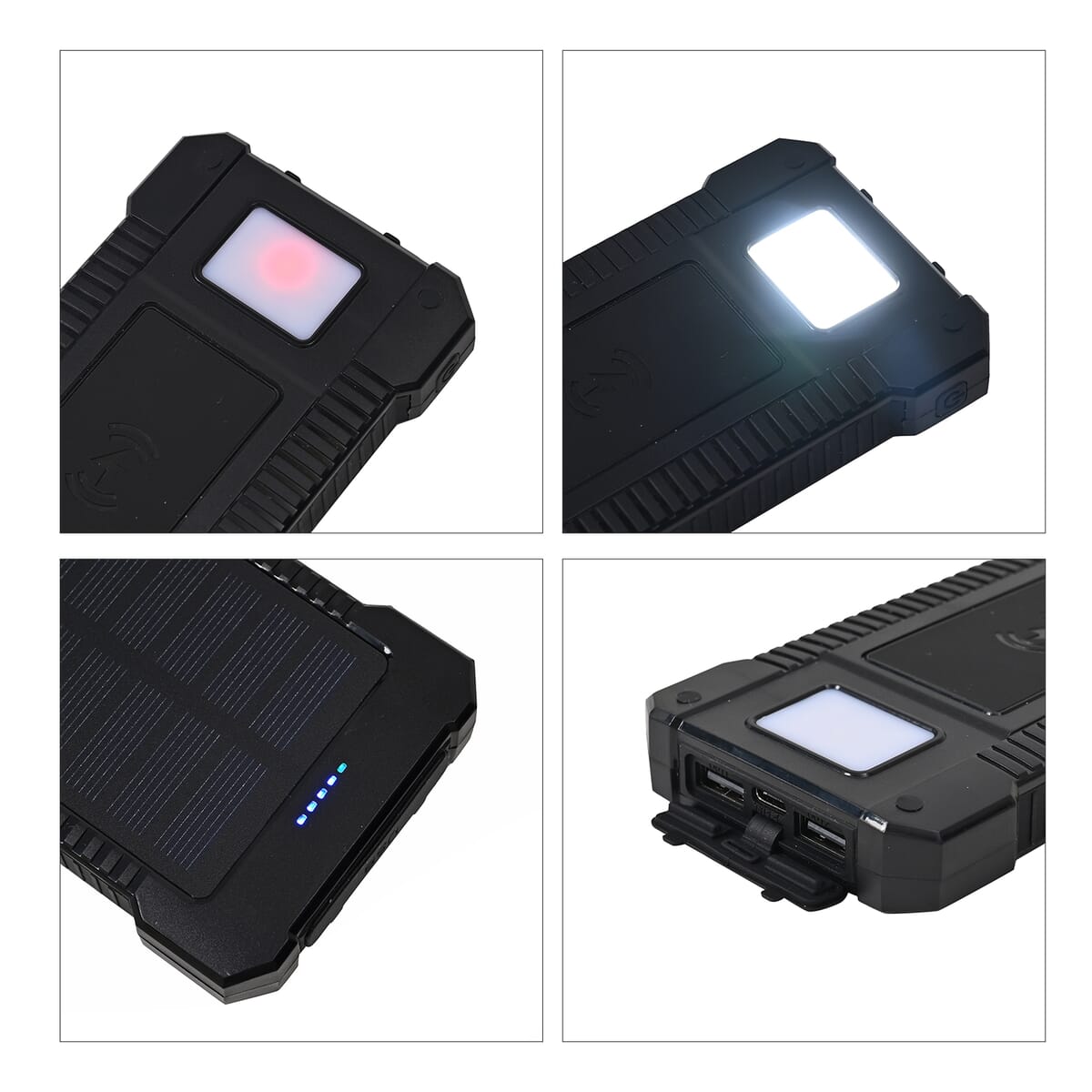 Homesmart Black Solar 10000 mAh Battery Charger with Wireless Charging & Emergency LED Torch image number 4