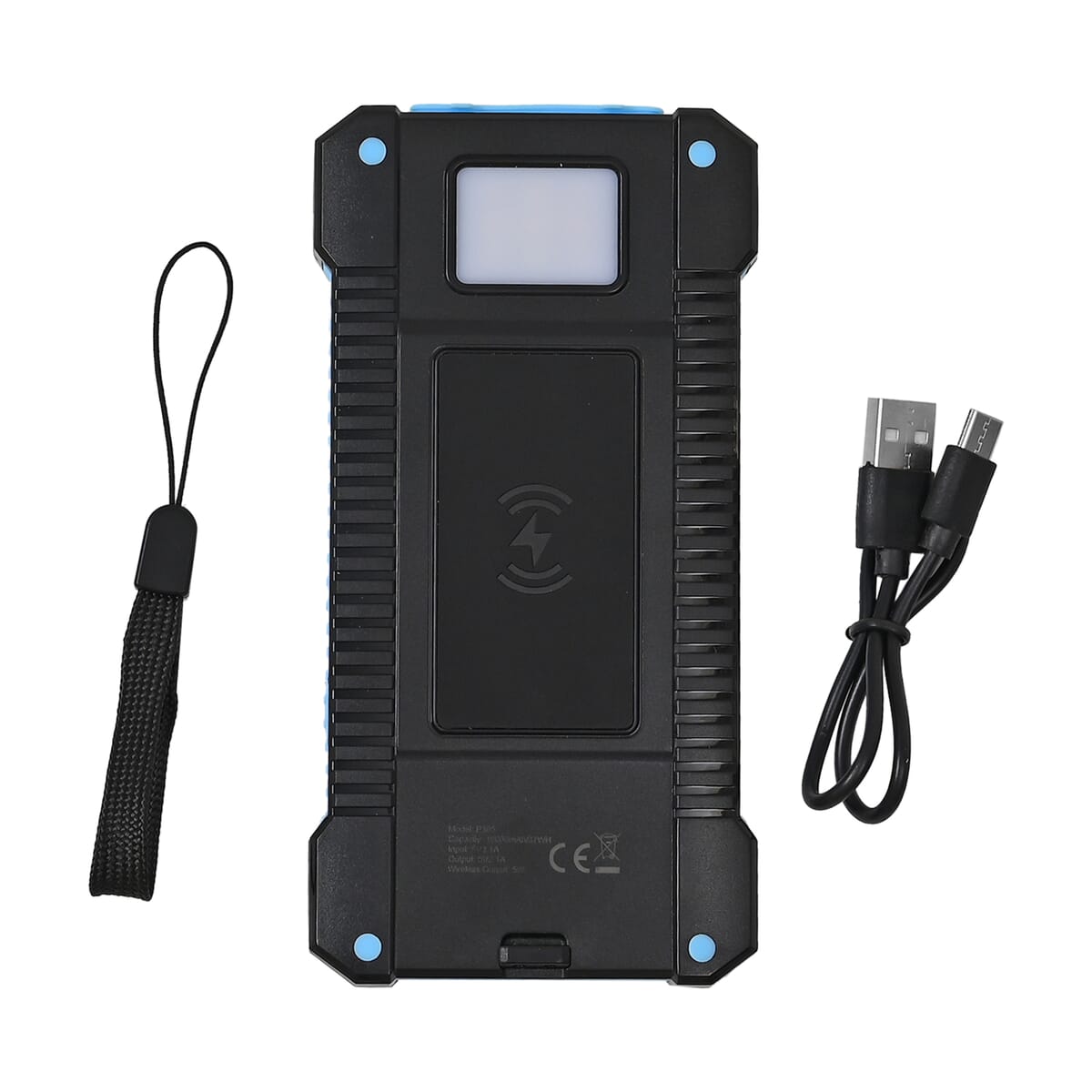 Homesmart Blue Solar 10000 mAh Battery Charger with Wireless Charging & Emergency LED Torch image number 0