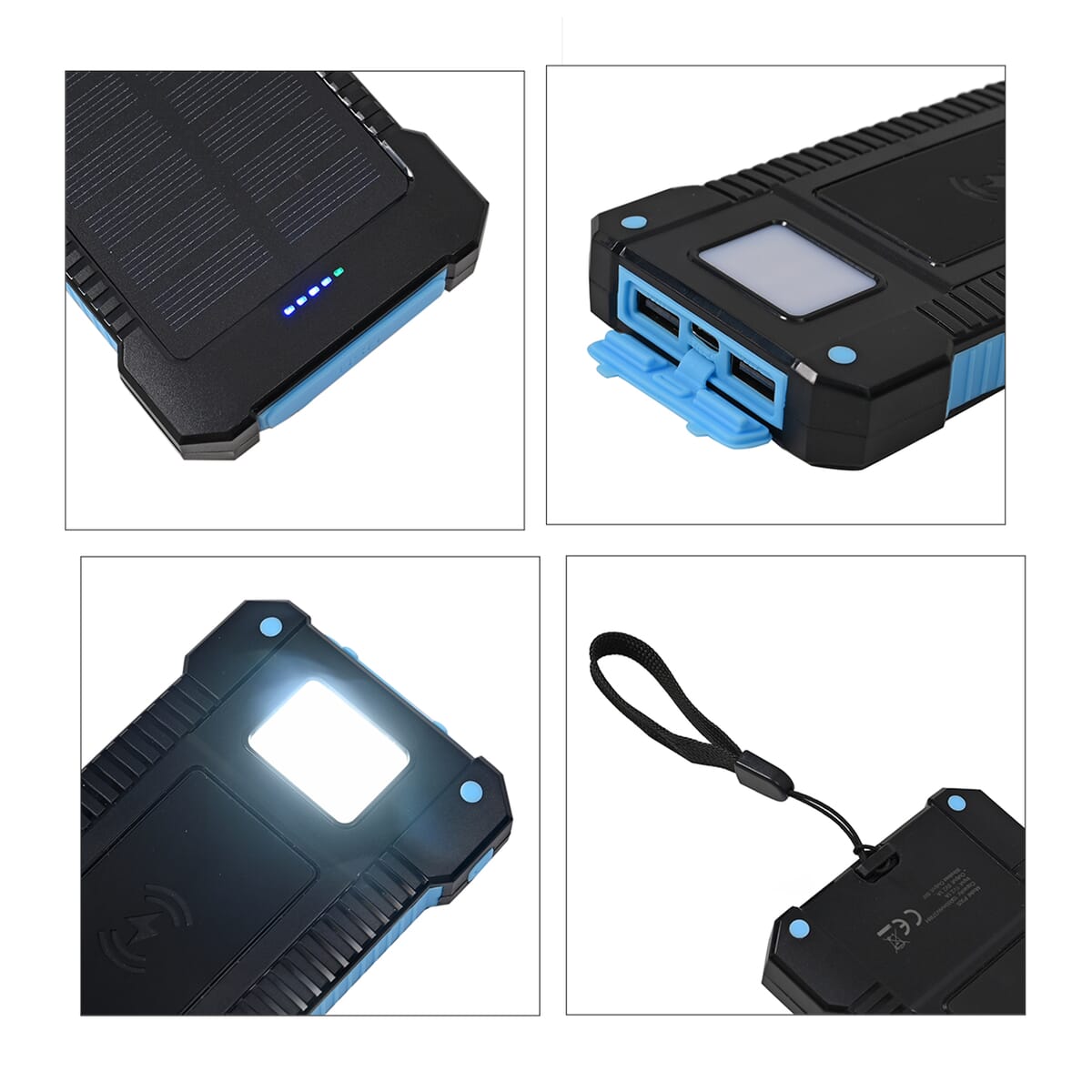 Homesmart Blue Solar 10000 mAh Battery Charger with Wireless Charging & Emergency LED Torch image number 4