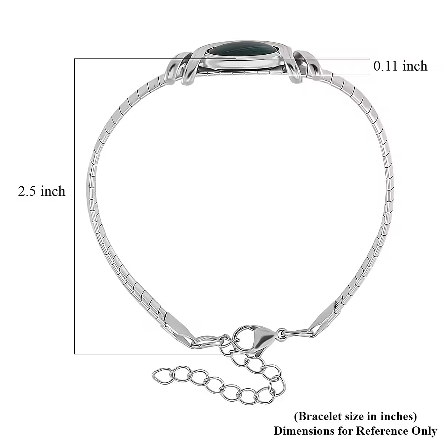 7pcs Interchangeable Multi Gemstone 59.50 ctw Bracelet in Stainless Steel (7.50-9.50In)