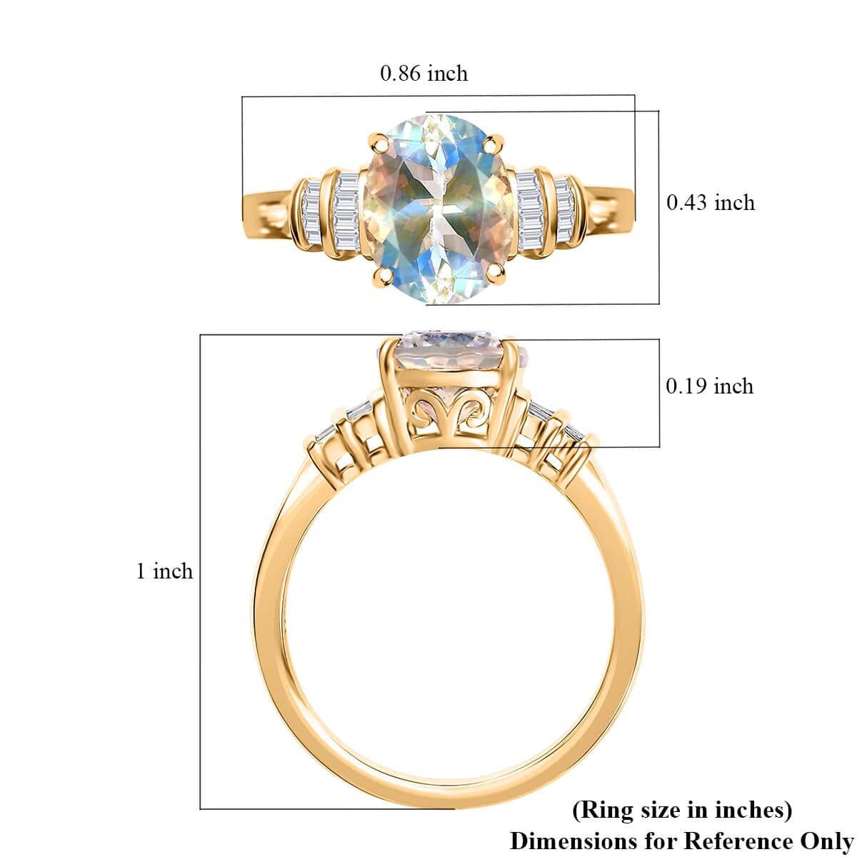 Luxoro AAA Premium Malagasy Moonstone and G-H I2 Diamond 2.50 ctw Ring in 10K Yellow Gold (Size 6.0) image number 5