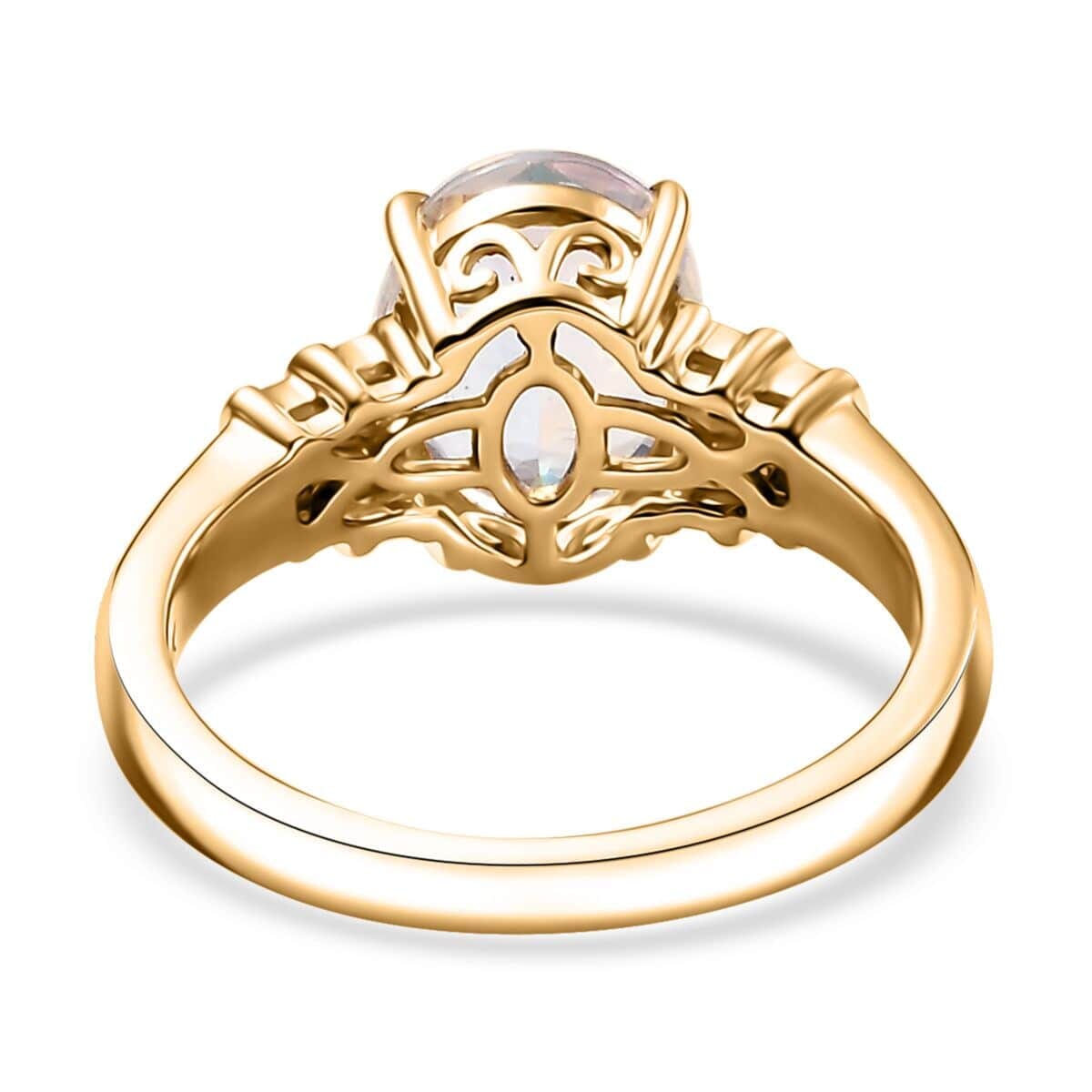 Luxoro 10K Yellow Gold AAA Premium Malagasy Moonstone, Diamond (G-H, I2) Ring (Size 9.5) 2.50 ctw image number 4