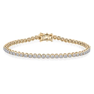 Luxuriant Lab Grown Diamond G SI 3.00 ctw Starlight Tennis Bracelet in 14K Yellow Gold Over Sterling Silver (7.25 In)
