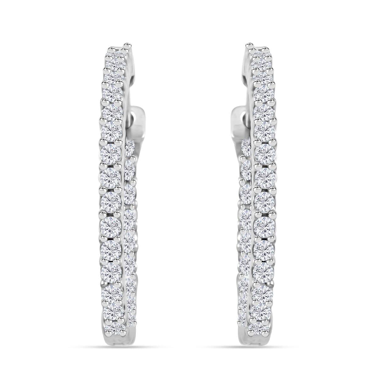 Luxuriant Lab Grown Diamond G SI 0.50 ctw Huggie Hoop Earrings in Sterling Silver image number 0