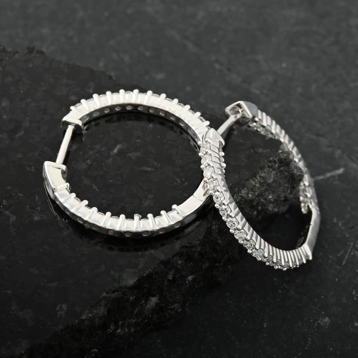 Luxuriant Lab Grown Diamond G SI 0.50 ctw Huggie Hoop Earrings in Sterling Silver image number 1