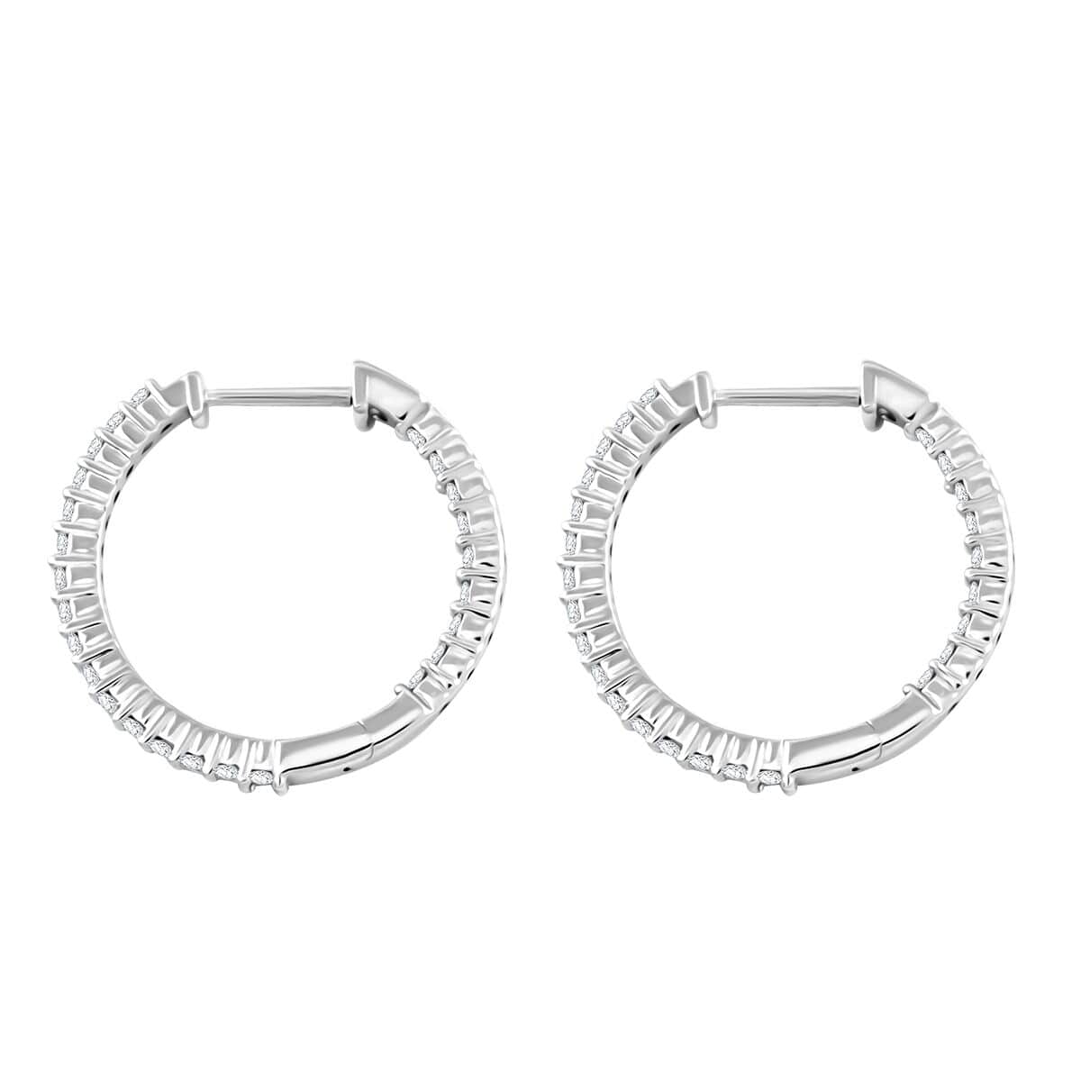 Luxuriant Lab Grown Diamond G SI 0.50 ctw Huggie Hoop Earrings in Sterling Silver image number 3