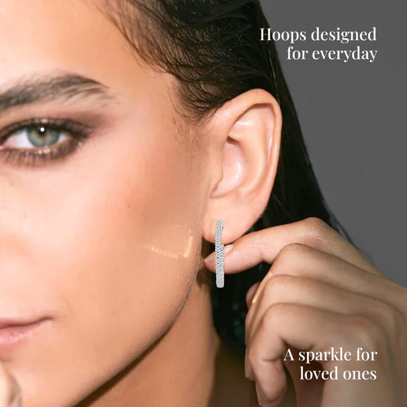 Luxuriant Lab Grown Diamond G SI 0.50 ctw Huggie Hoop Earrings in Sterling Silver
