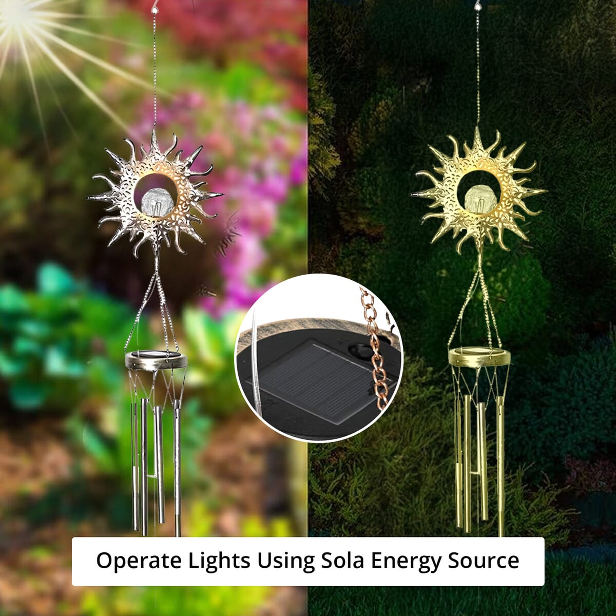 Sun Solar Wind Chime with 1 Bright LED image number 1
