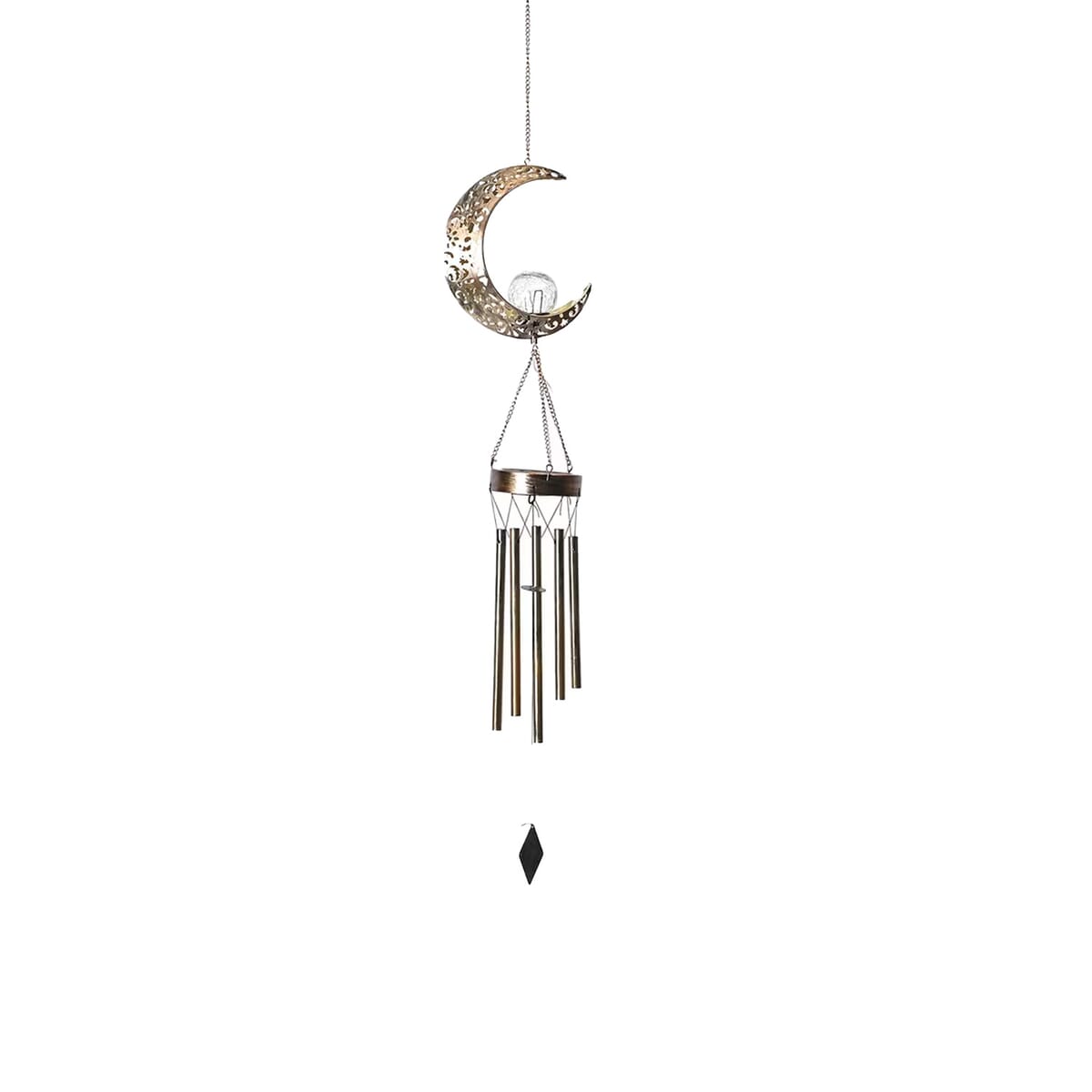 Crescent Moon Solar Wind Chime with 1 Bright LED image number 0
