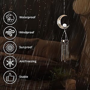 Crescent Moon Solar Wind Chime with 1 Bright LED