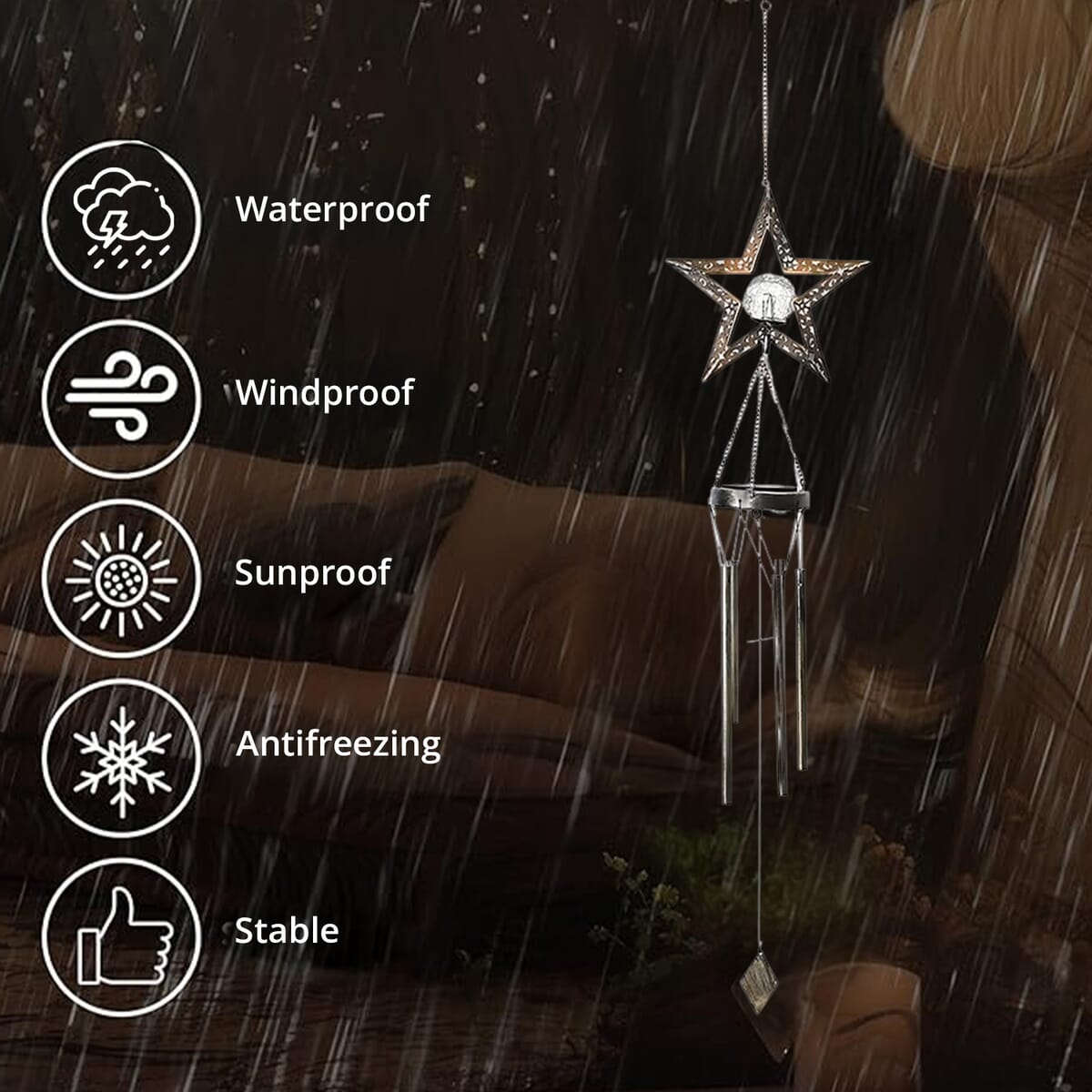Star Solar Wind Chime with 1 Bright LED image number 4