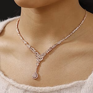 D'Joy Uncut Natural Pink Diamond 1.00 ctw Drop Necklace in 18K Vermeil Rose Gold Over Sterling Silver 20 Inches