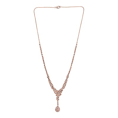 D'Joy Uncut Natural Pink Diamond 1.00 ctw Drop Necklace in 18K Vermeil Rose Gold Over Sterling Silver 20 Inches