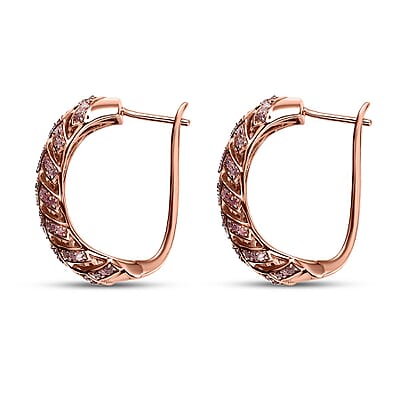 D'Joy Uncut Natural Pink Diamond 0.50 ctw Latch Back Earrings in 18K Vermeil Rose Gold Over Sterling Silver