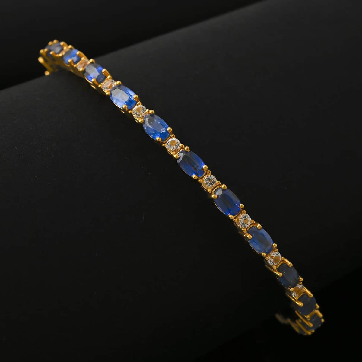 Doorbuster Modani Kyanite, White Topaz Bangle Bracelet (6.75 In) in Vermeil YG Over Sterling Silver with 1.5g Titanium Spring 6.35 ctw image number 1