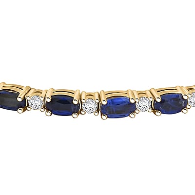Modani Kyanite and White Topaz 6.35 ctw Bangle Bracelet (6.75 In) in Vermeil YG Over Sterling Silver with 1.5g Titanium Spring