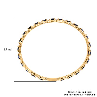 Modani Kyanite and White Topaz 6.35 ctw Bangle Bracelet (6.75 In) in Vermeil YG Over Sterling Silver with 1.5g Titanium Spring