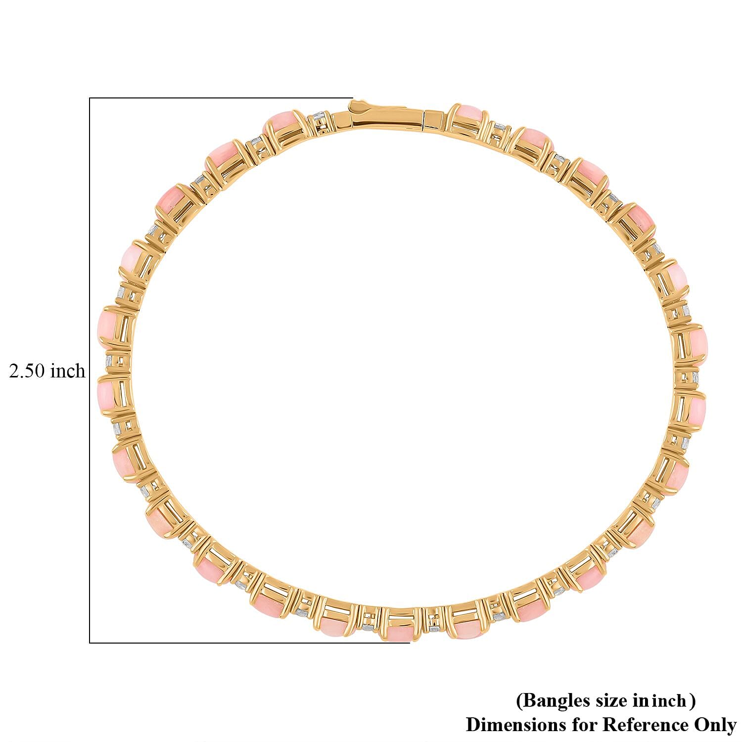 Modani Pink Opal and White Topaz 5.50 ctw Bangle Bracelet (6.75 In) in Vermeil Yellow Gold Over Sterling Silver with 1.5g Titanium Spring