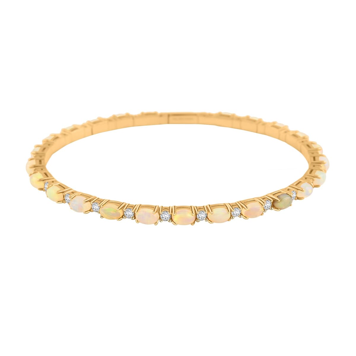 Modani Opal and White Topaz 5.50 ctw Bangle Bracelet (7.25 in) in Vermeil YG Over Sterling Silver with with 1.5g Titanium Spring image number 0