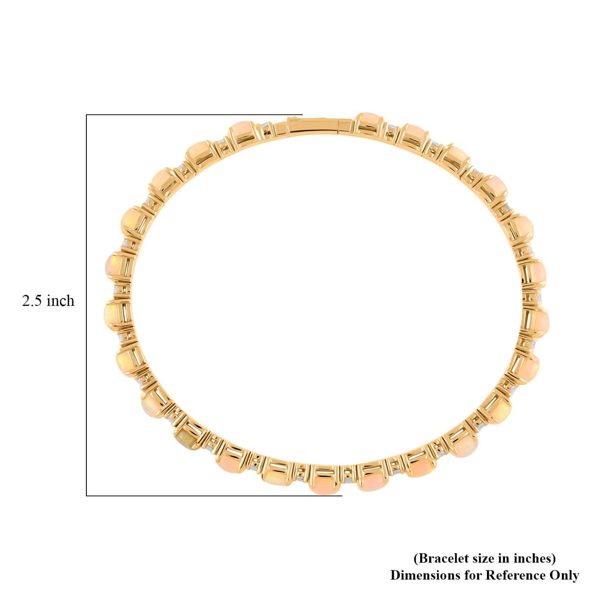 Modani Opal and White Topaz 5.50 ctw Bangle Bracelet (7.25 in) in Vermeil YG Over Sterling Silver with with 1.5g Titanium Spring image number 5