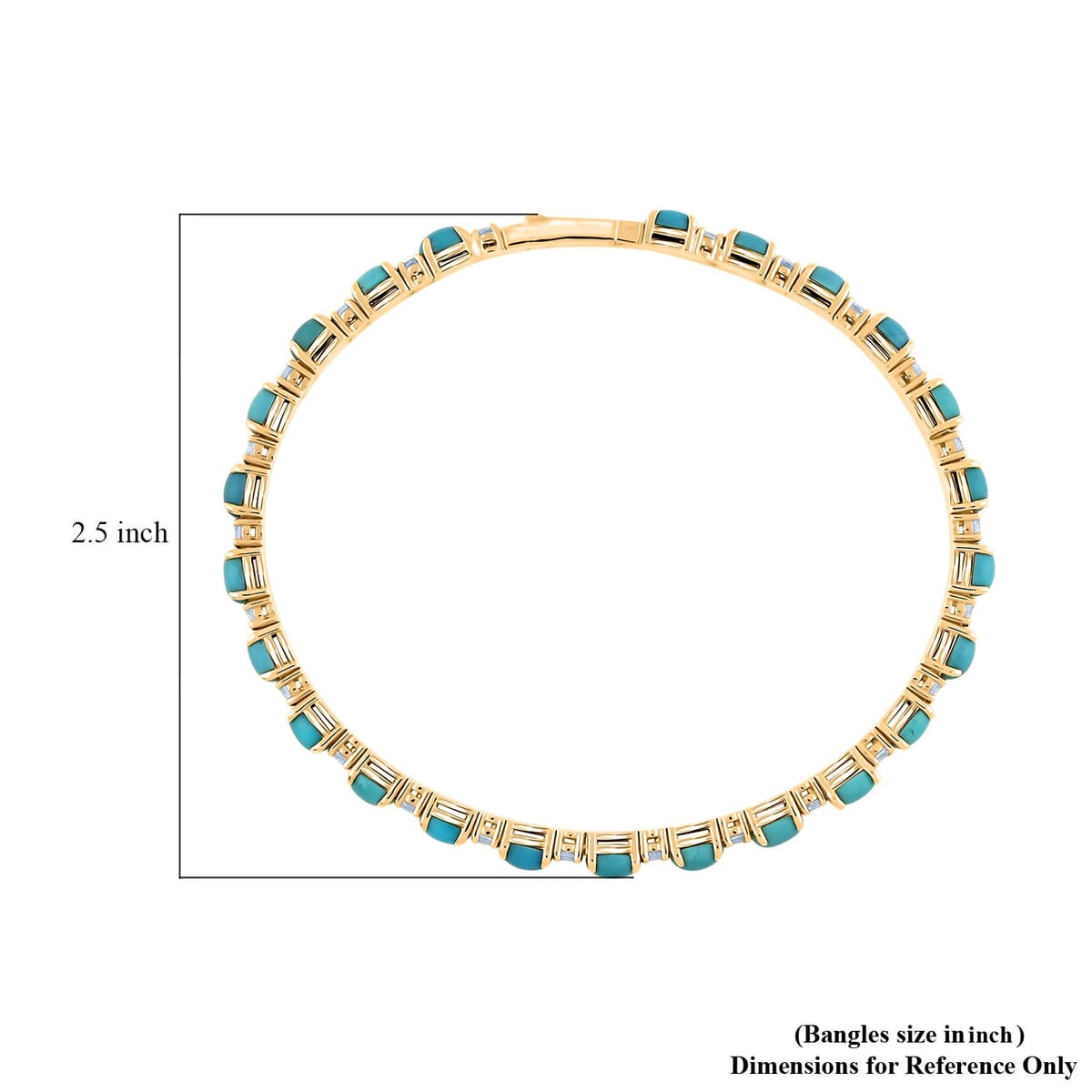 Modani Turquoise and White Topaz 6.75 ctw Bangle Bracelet (8.00 in) in Vermeil YG Over Sterling Silver with 1.5g Titanium Spring image number 5