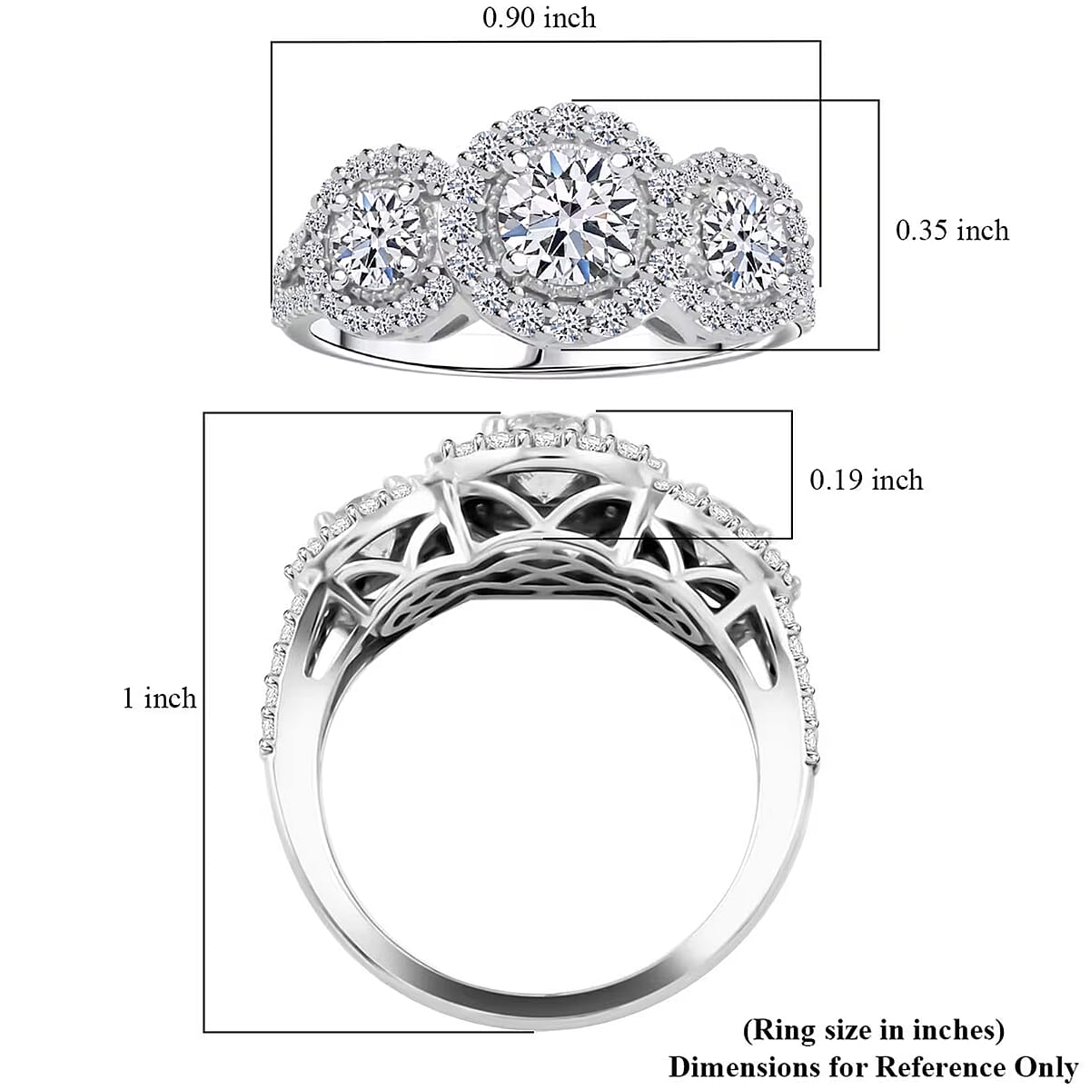 Luxuriant Lab Grown Diamond G SI 1.50 ctw Ring in Sterling Silver (Size 5.0) image number 8