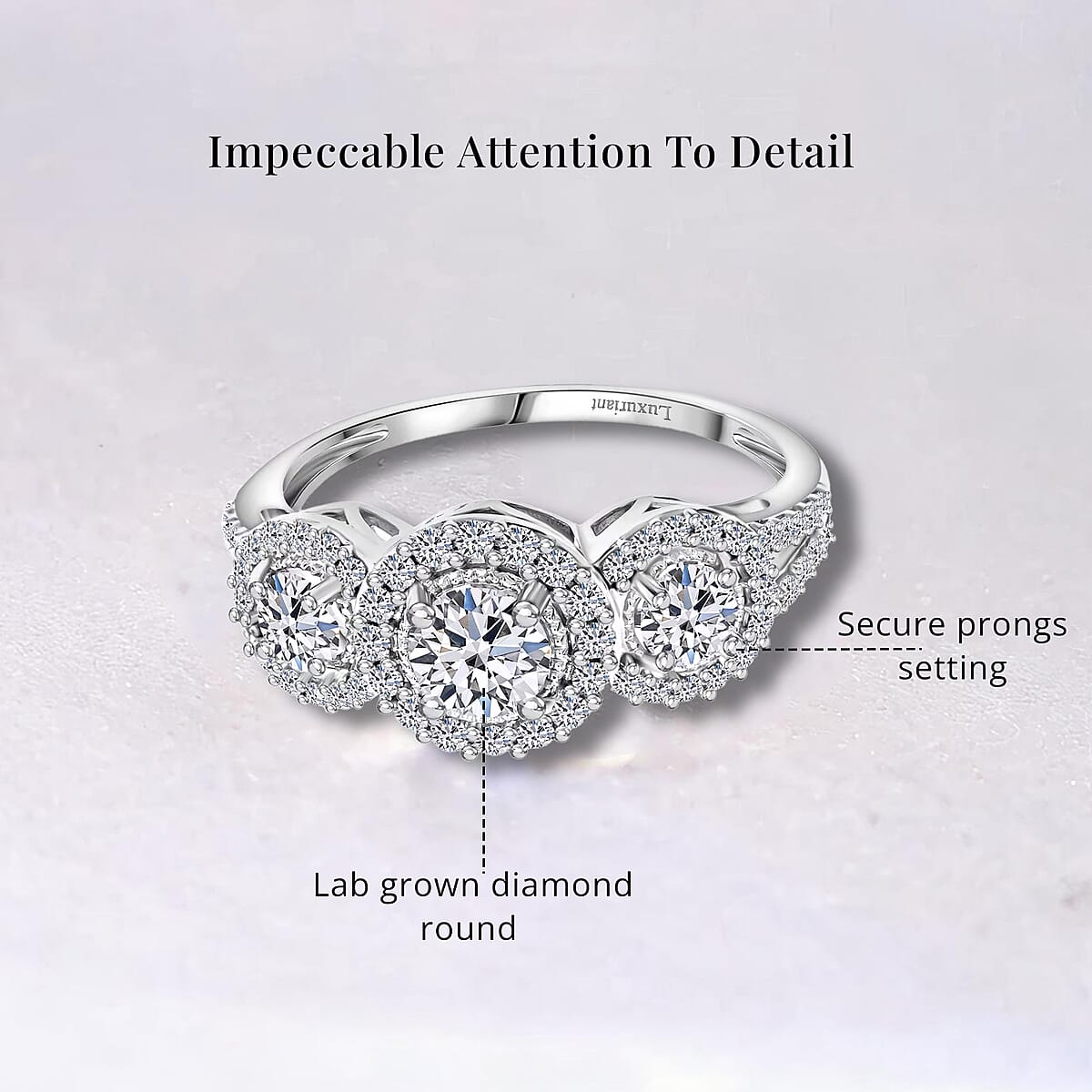 Luxuriant Lab Grown Diamond G SI 1.50 ctw Ring in Sterling Silver (Size 6.0) image number 5