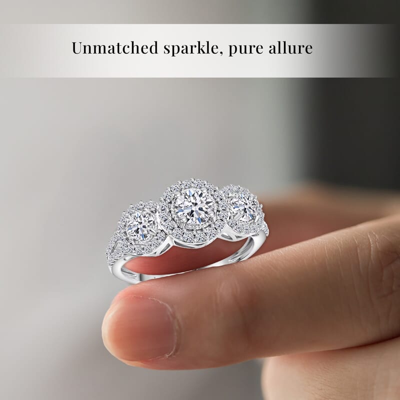 Luxuriant Lab Grown Diamond G SI 1.50 ctw Ring in Sterling Silver (Size 9.0)