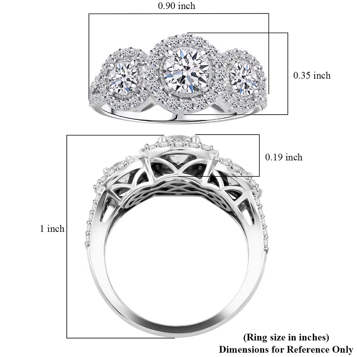 Luxuriant Lab Grown Diamond G SI 1.50 ctw Ring in Sterling Silver (Size 9.0)