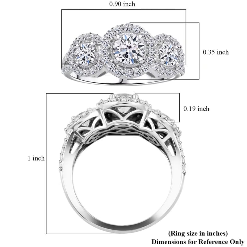 Luxuriant Lab Grown Diamond G SI 1.50 ctw Ring in Sterling Silver (Size 9.0)