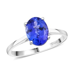 Certified & Appraised 950 Platinum AAAA Tanzanite Solitaire Ring (Size 11.0) 2.00 ctw