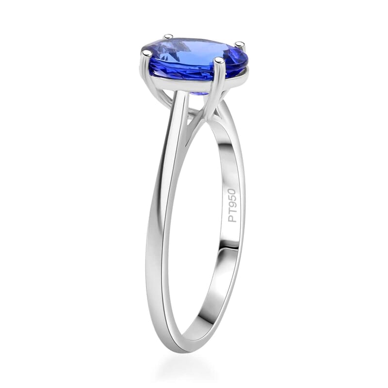 950 Platinum AAAA Tanzanite Solitaire Ring (Size 5.5) 2.00 ctw